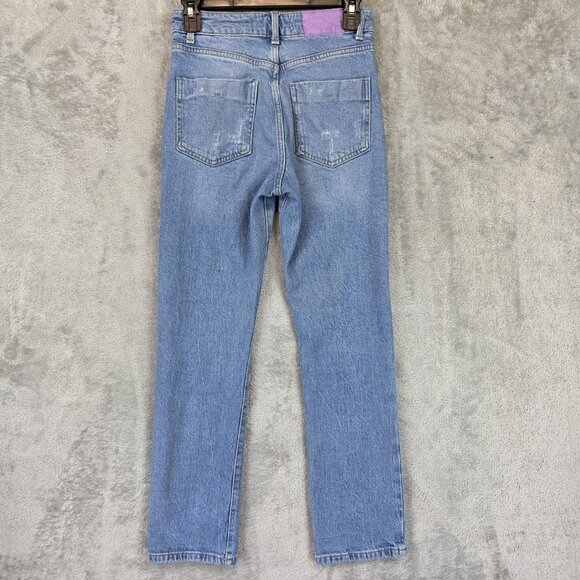 ZARA Jeans Womens 2 Light Wash Blue Straight Leg Denim Zip Fly Five Pocket - Picture 8 of 9
